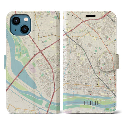 【戸田（埼玉県）】地図柄iPhoneケース（手帳タイプ）ナチュラル・iPhone 13 用