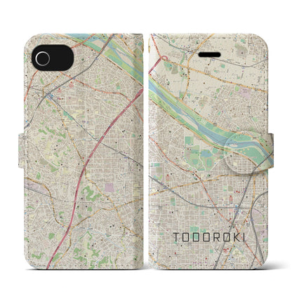 【等々力（神奈川県）】地図柄iPhoneケース（手帳タイプ）ナチュラル・iPhone SE（第3 / 第2世代） / 8 / 7 / 6s / 6 用