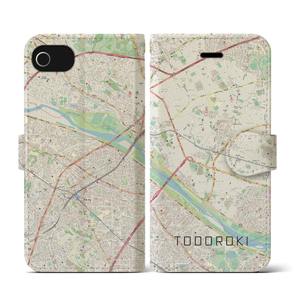 【等々力（東京都）】地図柄iPhoneケース（手帳タイプ）ナチュラル・iPhone SE（第3 / 第2世代） / 8 / 7 / 6s / 6 用