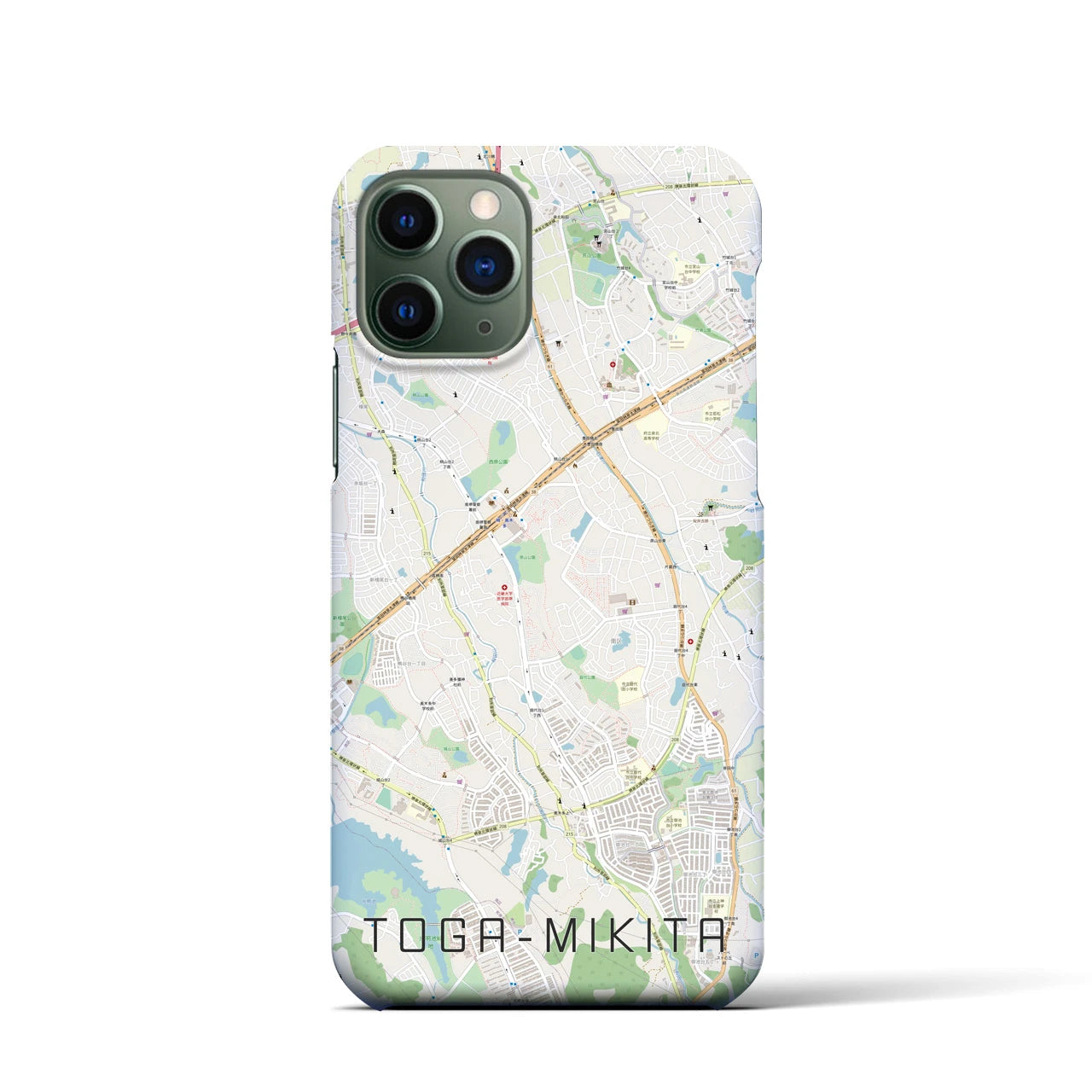 【栂・美木多】地図柄iPhoneケース（バックカバータイプ・ナチュラル）iPhone 11 Pro 用