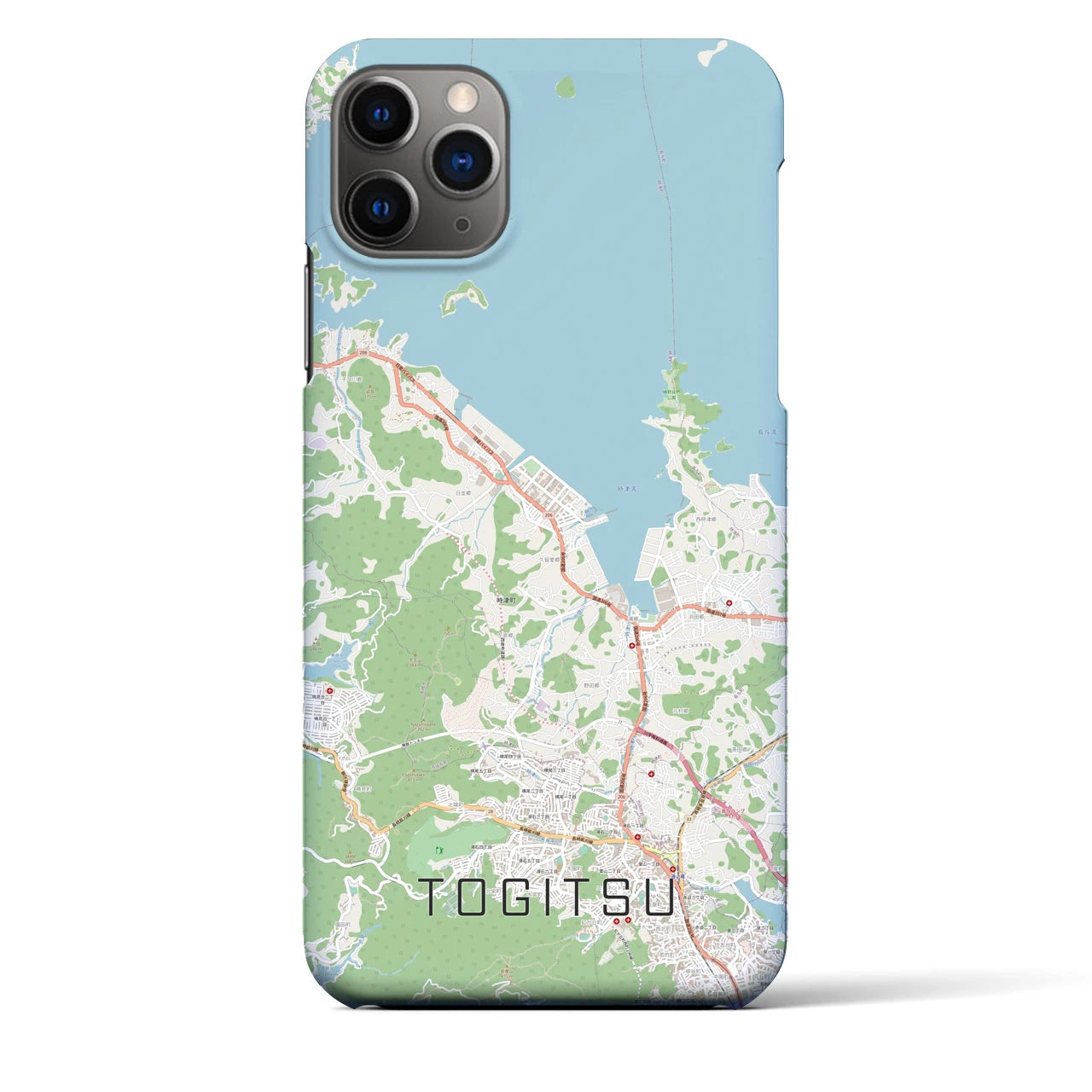 【時津】地図柄iPhoneケース（バックカバータイプ・ナチュラル）iPhone 11 Pro Max 用