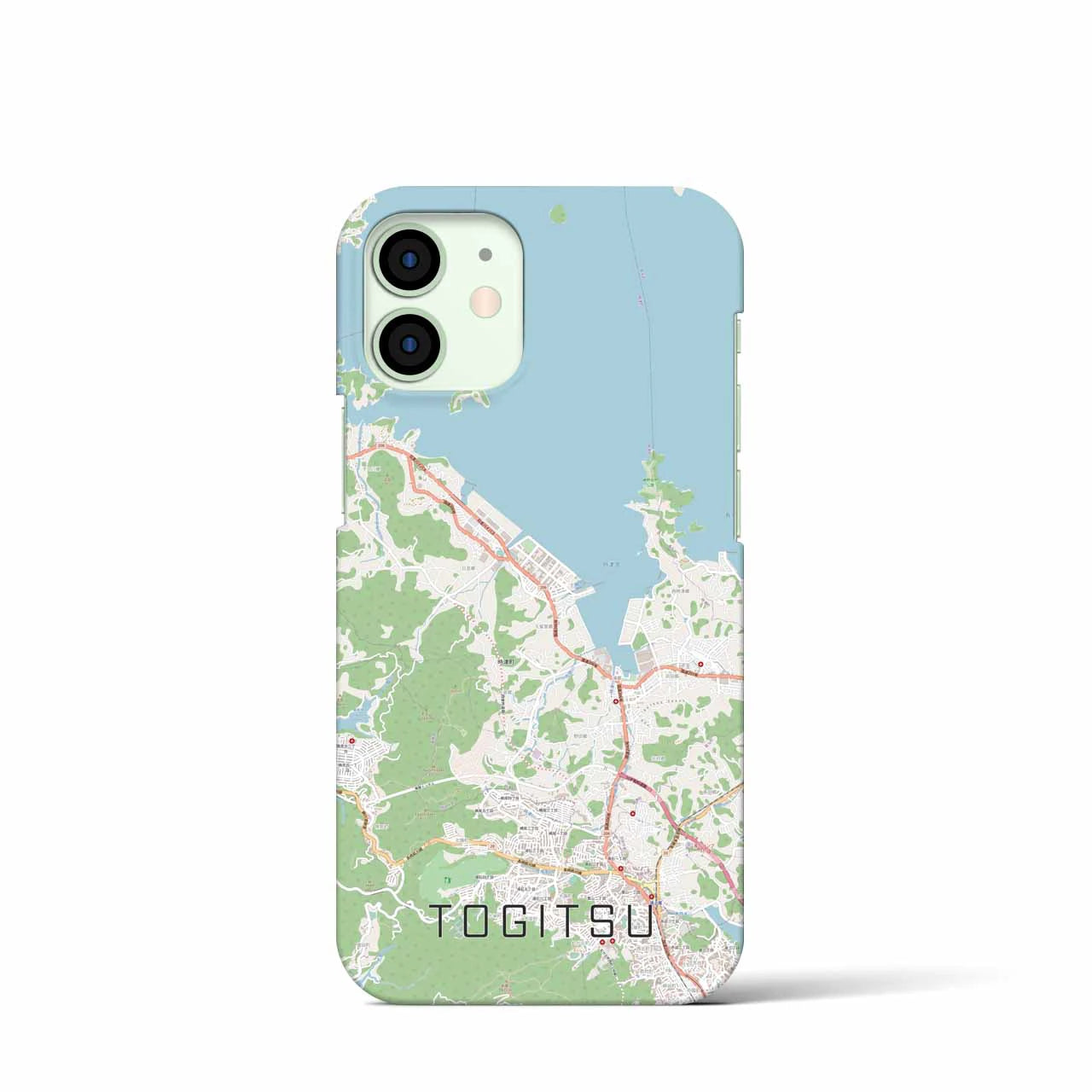 【時津】地図柄iPhoneケース（バックカバータイプ・ナチュラル）iPhone 12 mini 用