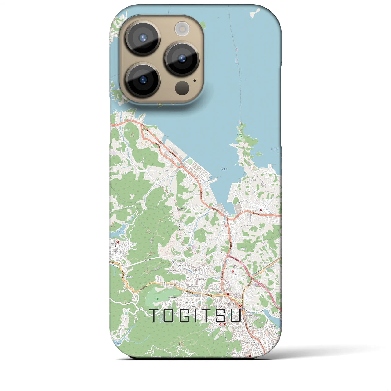 【時津】地図柄iPhoneケース（バックカバータイプ・ナチュラル）iPhone 14 Pro Max 用