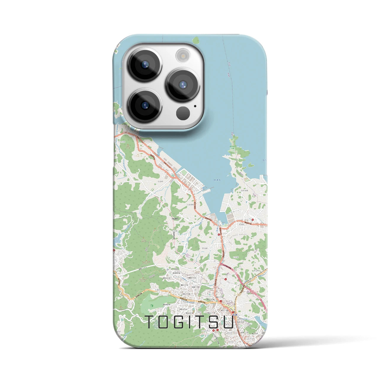 【時津】地図柄iPhoneケース（バックカバータイプ・ナチュラル）iPhone 14 Pro 用