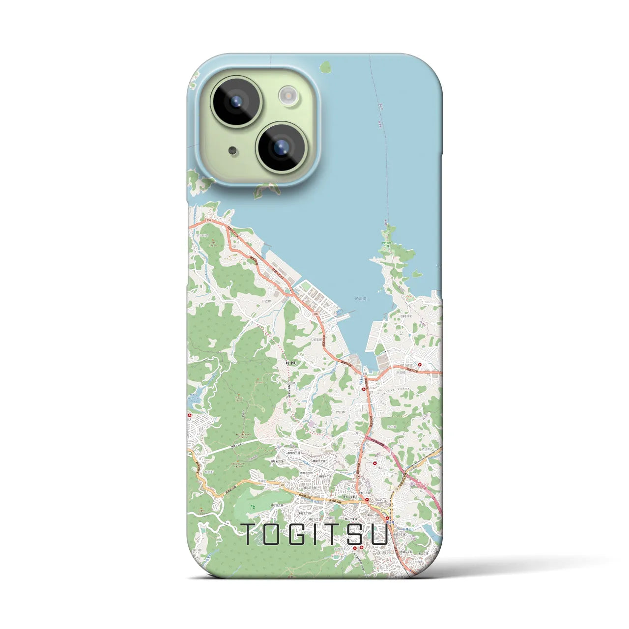 【時津】地図柄iPhoneケース（バックカバータイプ・ナチュラル）iPhone 15 用