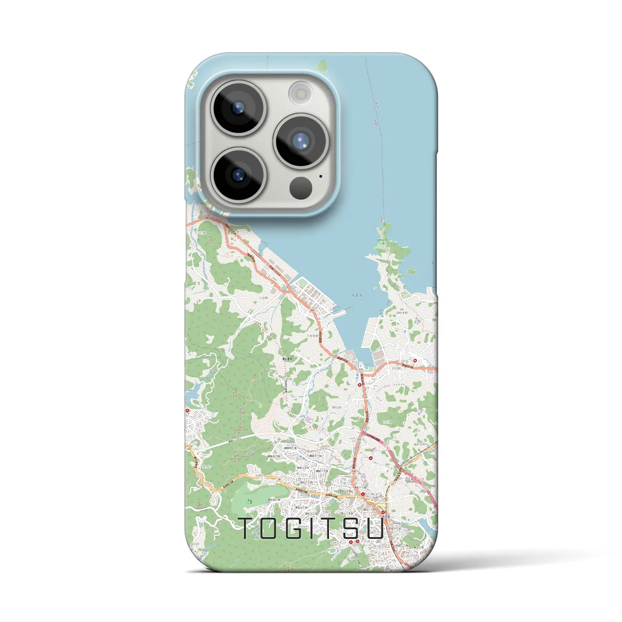 【時津】地図柄iPhoneケース（バックカバータイプ・ナチュラル）iPhone 15 Pro 用