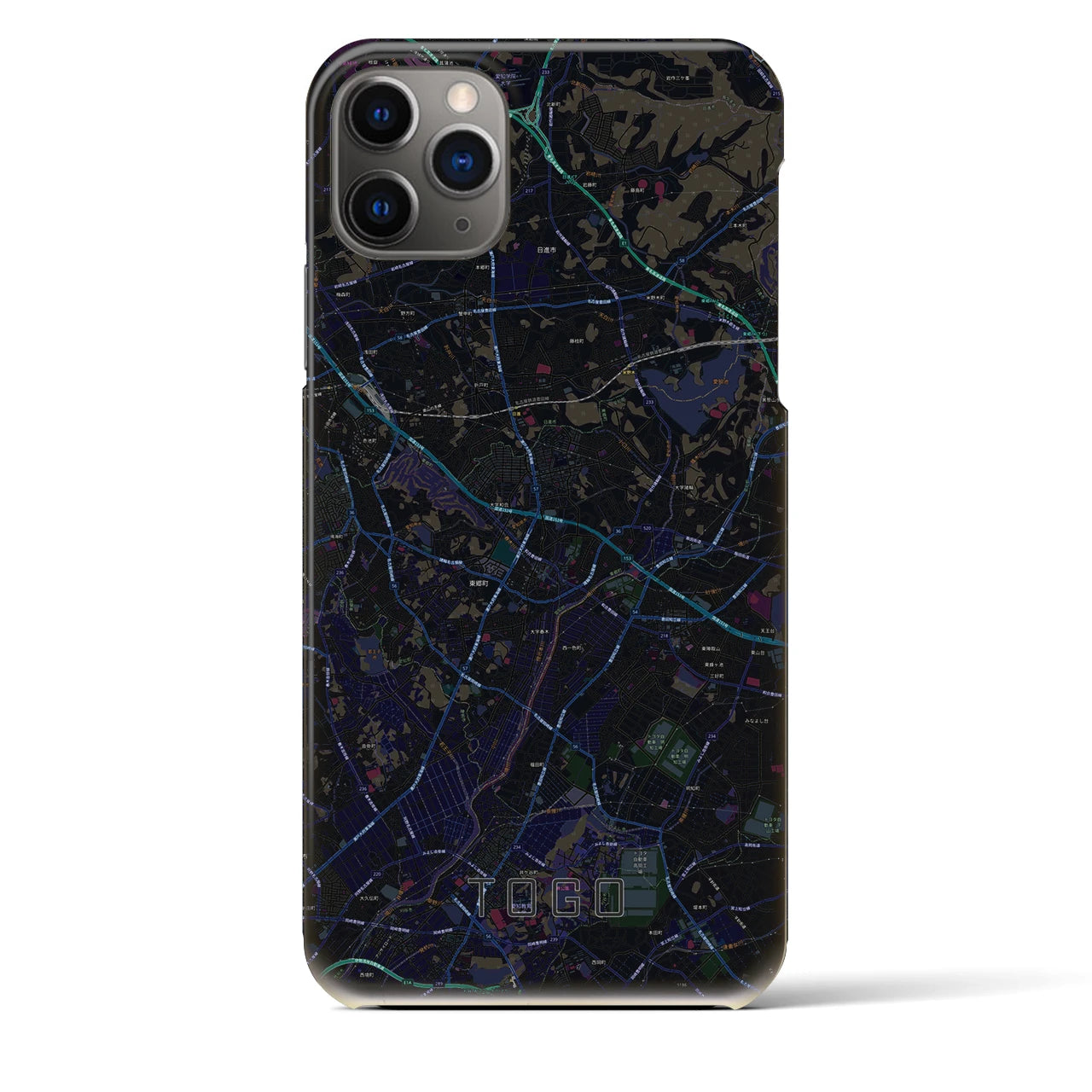 【東郷】地図柄iPhoneケース（バックカバータイプ・ブラック）iPhone 11 Pro Max 用