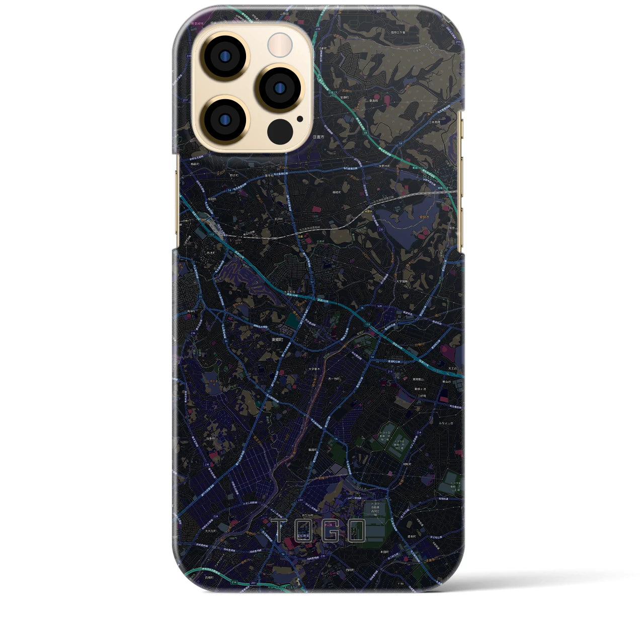 【東郷】地図柄iPhoneケース（バックカバータイプ・ブラック）iPhone 12 Pro Max 用