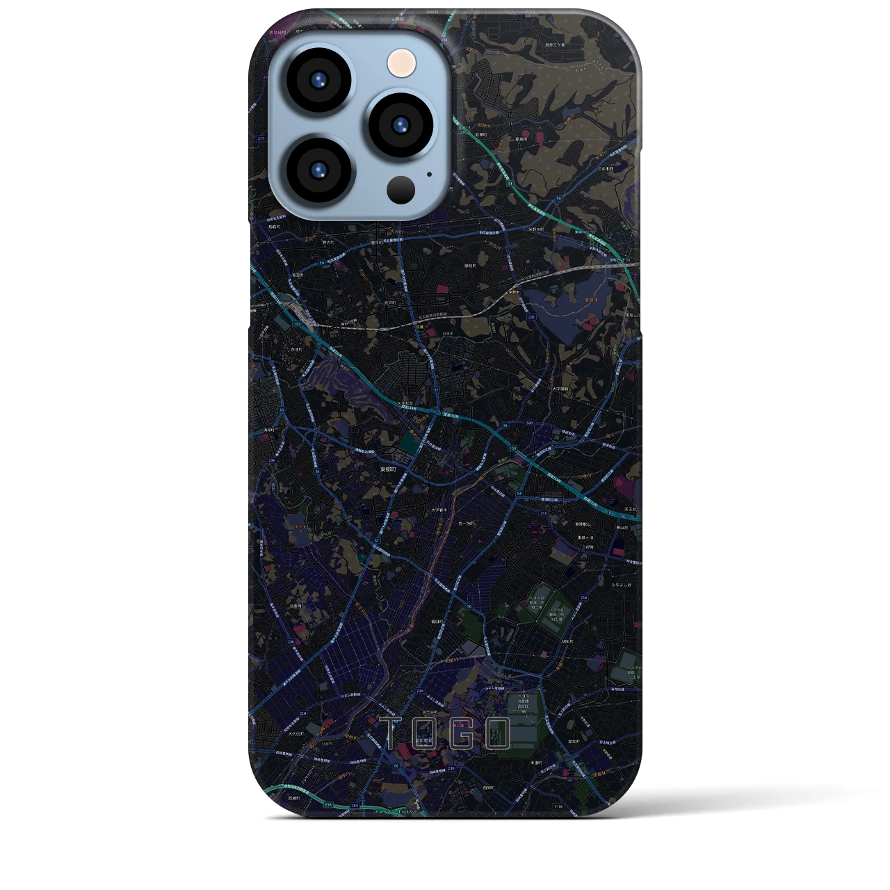 【東郷】地図柄iPhoneケース（バックカバータイプ・ブラック）iPhone 13 Pro Max 用