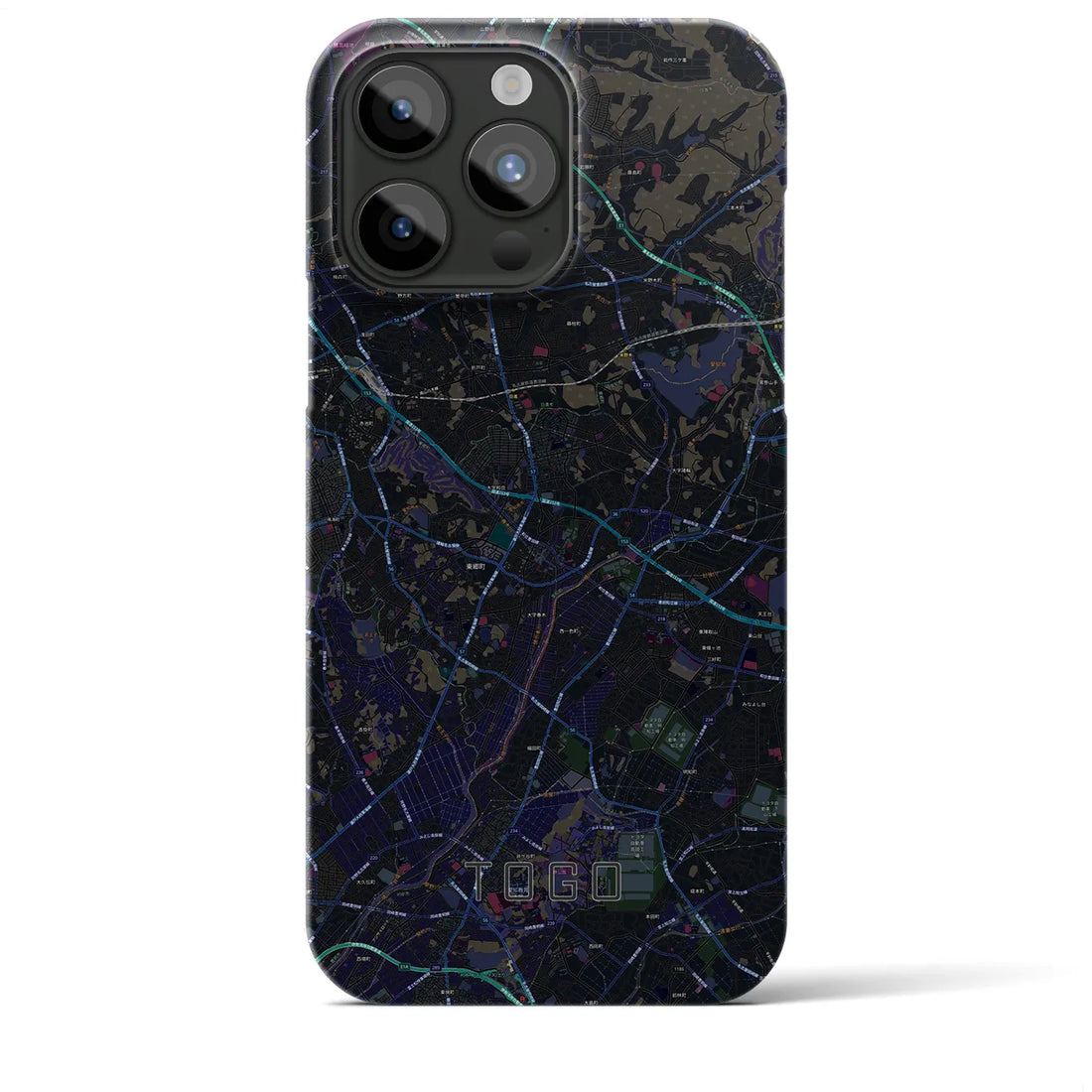 【東郷】地図柄iPhoneケース（バックカバータイプ・ブラック）iPhone 15 Pro Max 用
