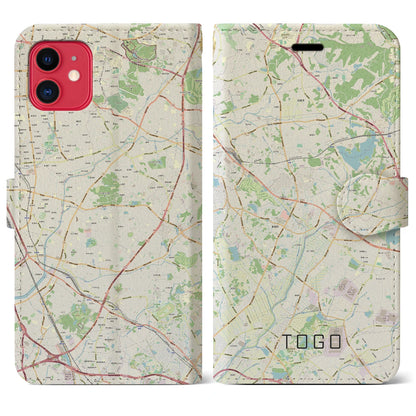 【東郷（愛知県）】地図柄iPhoneケース（手帳タイプ）ナチュラル・iPhone 11 用