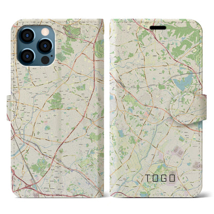 【東郷（愛知県）】地図柄iPhoneケース（手帳タイプ）ナチュラル・iPhone 12 / 12 Pro 用