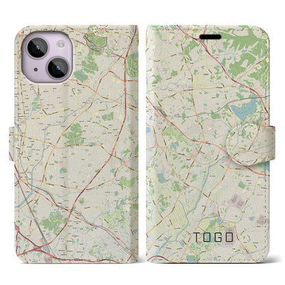 【東郷（愛知県）】地図柄iPhoneケース（手帳タイプ）ナチュラル・iPhone 14 用