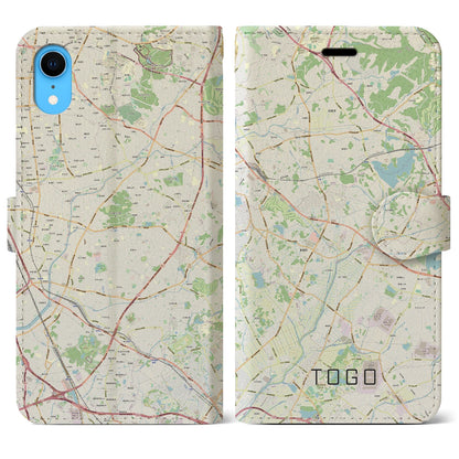 【東郷（愛知県）】地図柄iPhoneケース（手帳タイプ）ナチュラル・iPhone XR 用