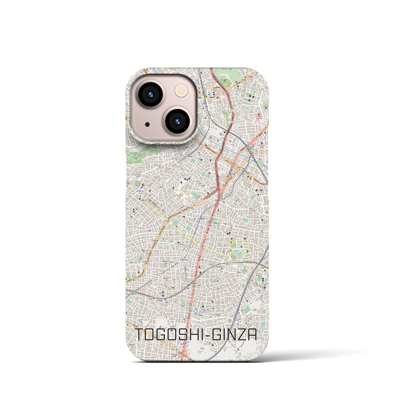 【戸越銀座】地図柄iPhoneケース（バックカバータイプ・ナチュラル）iPhone 13 mini 用