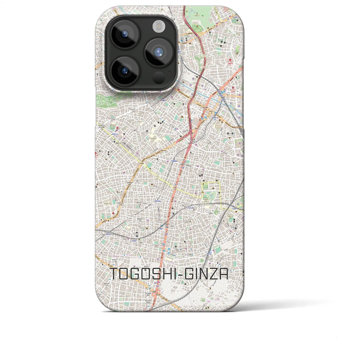 【戸越銀座】地図柄iPhoneケース（バックカバータイプ・ナチュラル）iPhone 15 Pro Max 用