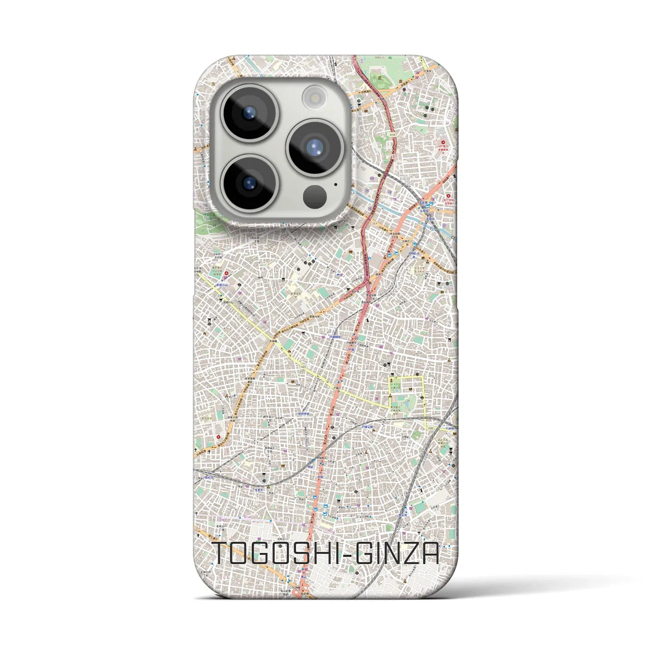 【戸越銀座】地図柄iPhoneケース（バックカバータイプ・ナチュラル）iPhone 15 Pro 用