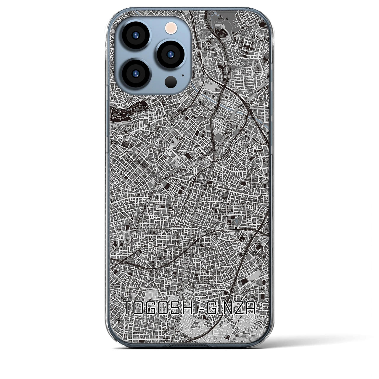 【戸越銀座】地図柄iPhoneケース（クリアタイプ・モノトーン）iPhone 13 Pro Max 用