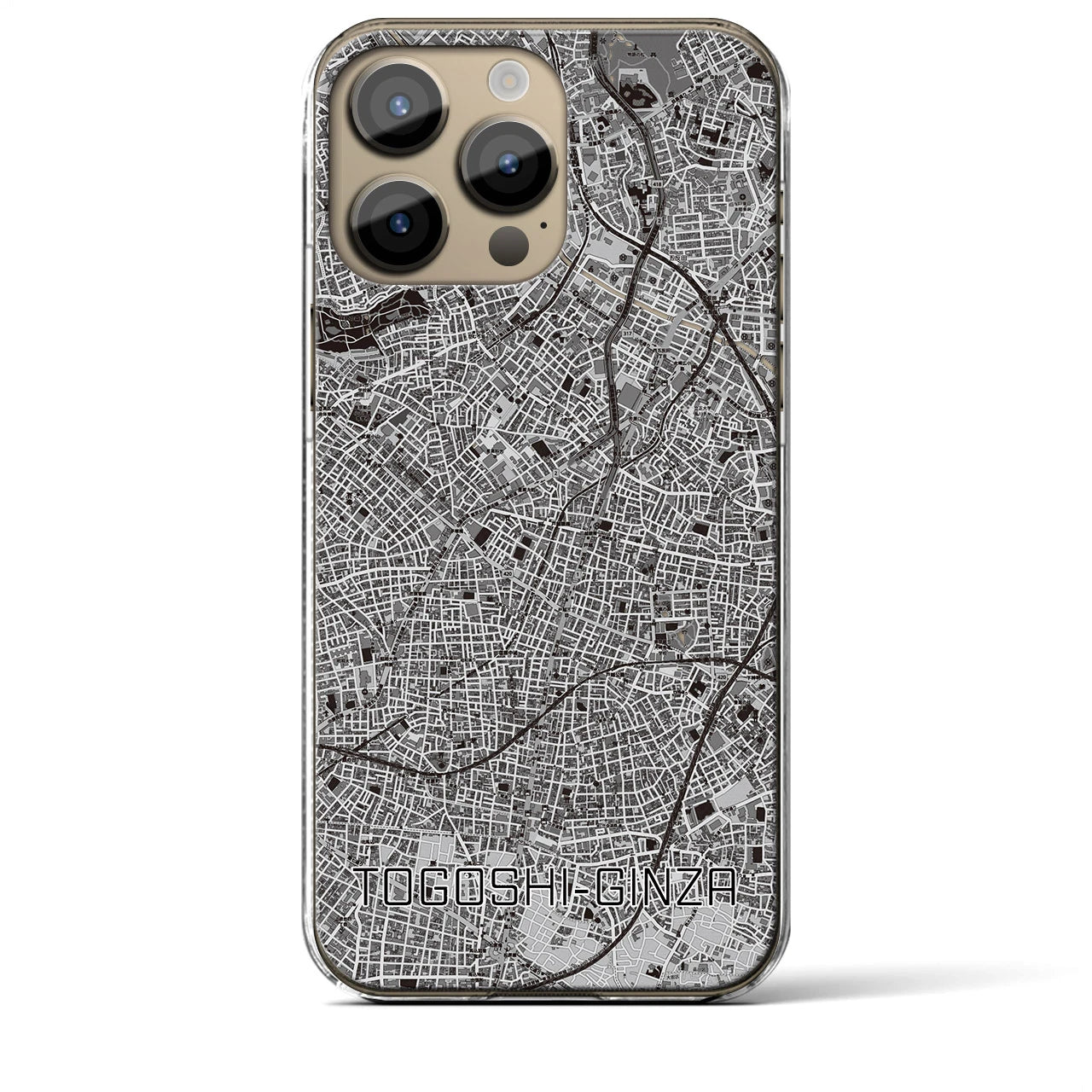 【戸越銀座】地図柄iPhoneケース（クリアタイプ・モノトーン）iPhone 14 Pro Max 用