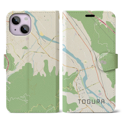 【戸倉（長野県）】地図柄iPhoneケース（手帳タイプ）ナチュラル・iPhone 14 用
