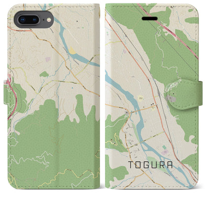 【戸倉（長野県）】地図柄iPhoneケース（手帳タイプ）ナチュラル・iPhone 8Plus /7Plus / 6sPlus / 6Plus 用