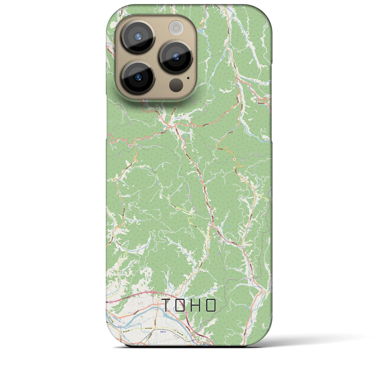 【東峰】地図柄iPhoneケース（バックカバータイプ・ナチュラル）iPhone 14 Pro Max 用