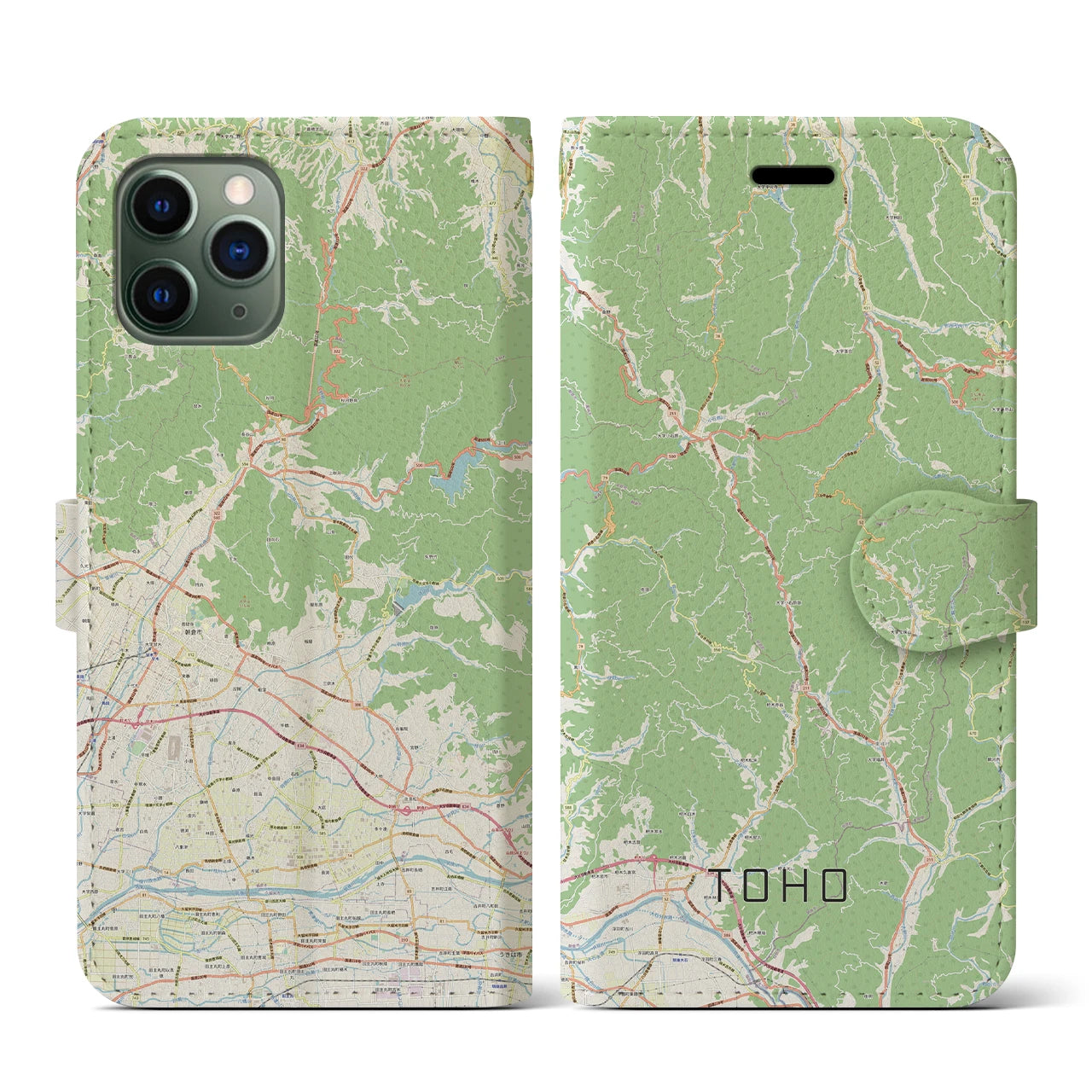【東峰】地図柄iPhoneケース（手帳両面タイプ・ナチュラル）iPhone 12 mini 用