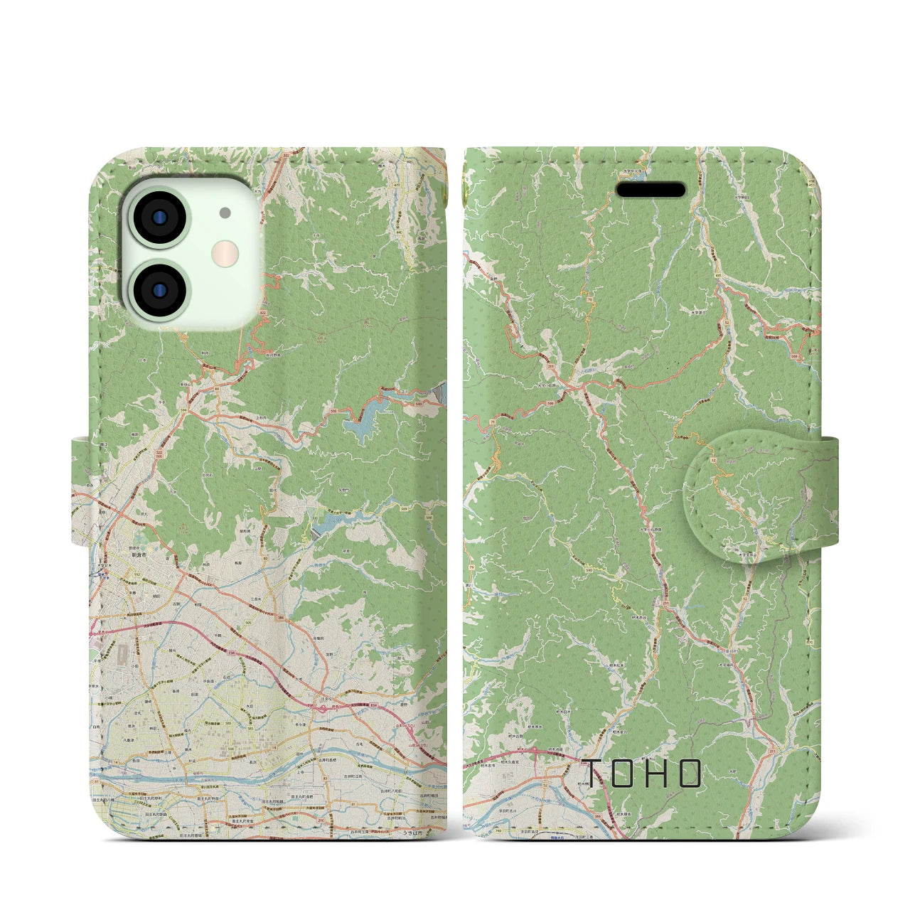 【東峰】地図柄iPhoneケース（手帳両面タイプ・ナチュラル）iPhone 11 Pro Max 用