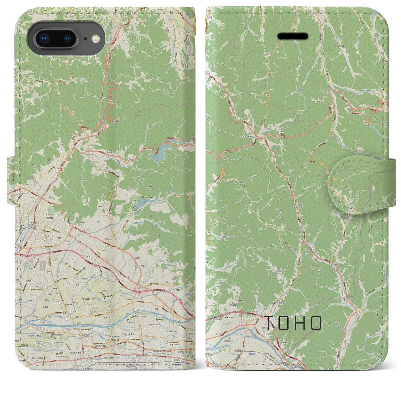 【東峰】地図柄iPhoneケース（手帳両面タイプ・ナチュラル）iPhone XR 用