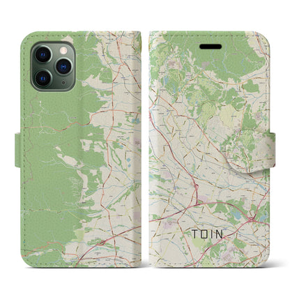 【東員（三重県）】地図柄iPhoneケース（手帳タイプ）ナチュラル・iPhone 11 Pro 用