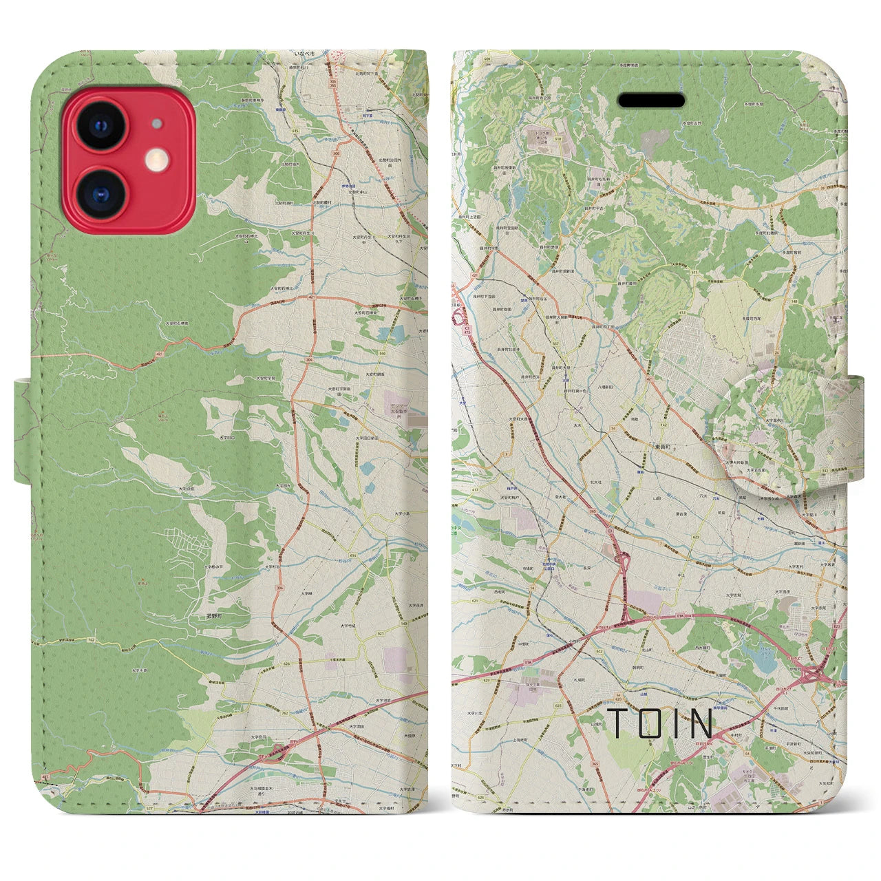 【東員】地図柄iPhoneケース（手帳両面タイプ・ナチュラル）iPhone 11 用