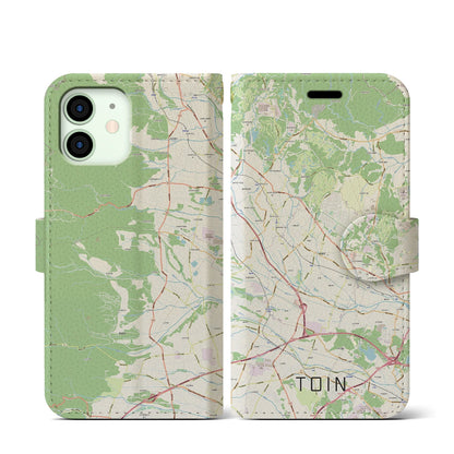 【東員（三重県）】地図柄iPhoneケース（手帳タイプ）ナチュラル・iPhone 12 mini 用
