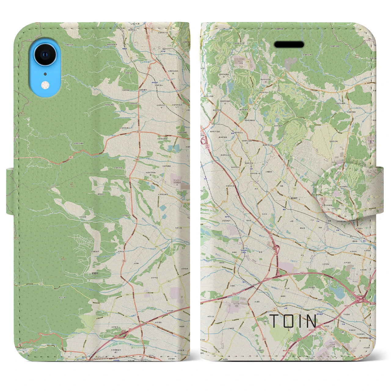 【東員】地図柄iPhoneケース（手帳両面タイプ・ナチュラル）iPhone XR 用