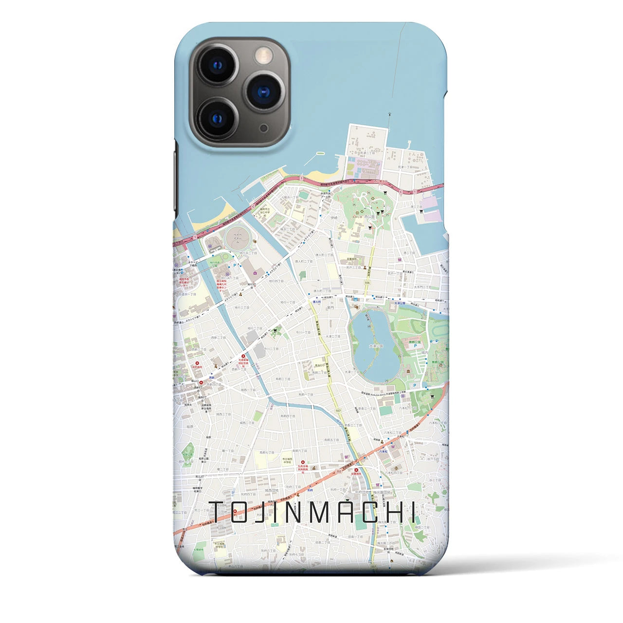 【唐人町】地図柄iPhoneケース（バックカバータイプ・ナチュラル）iPhone 11 Pro Max 用