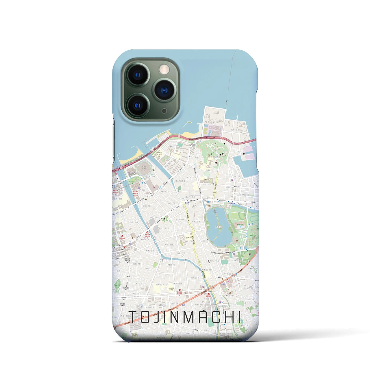 【唐人町】地図柄iPhoneケース（バックカバータイプ・ナチュラル）iPhone 11 Pro 用