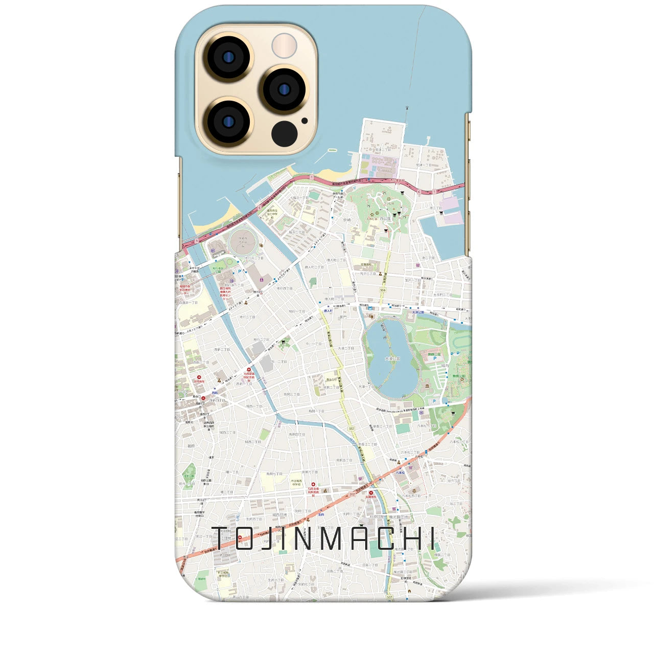 【唐人町】地図柄iPhoneケース（バックカバータイプ・ナチュラル）iPhone 12 Pro Max 用