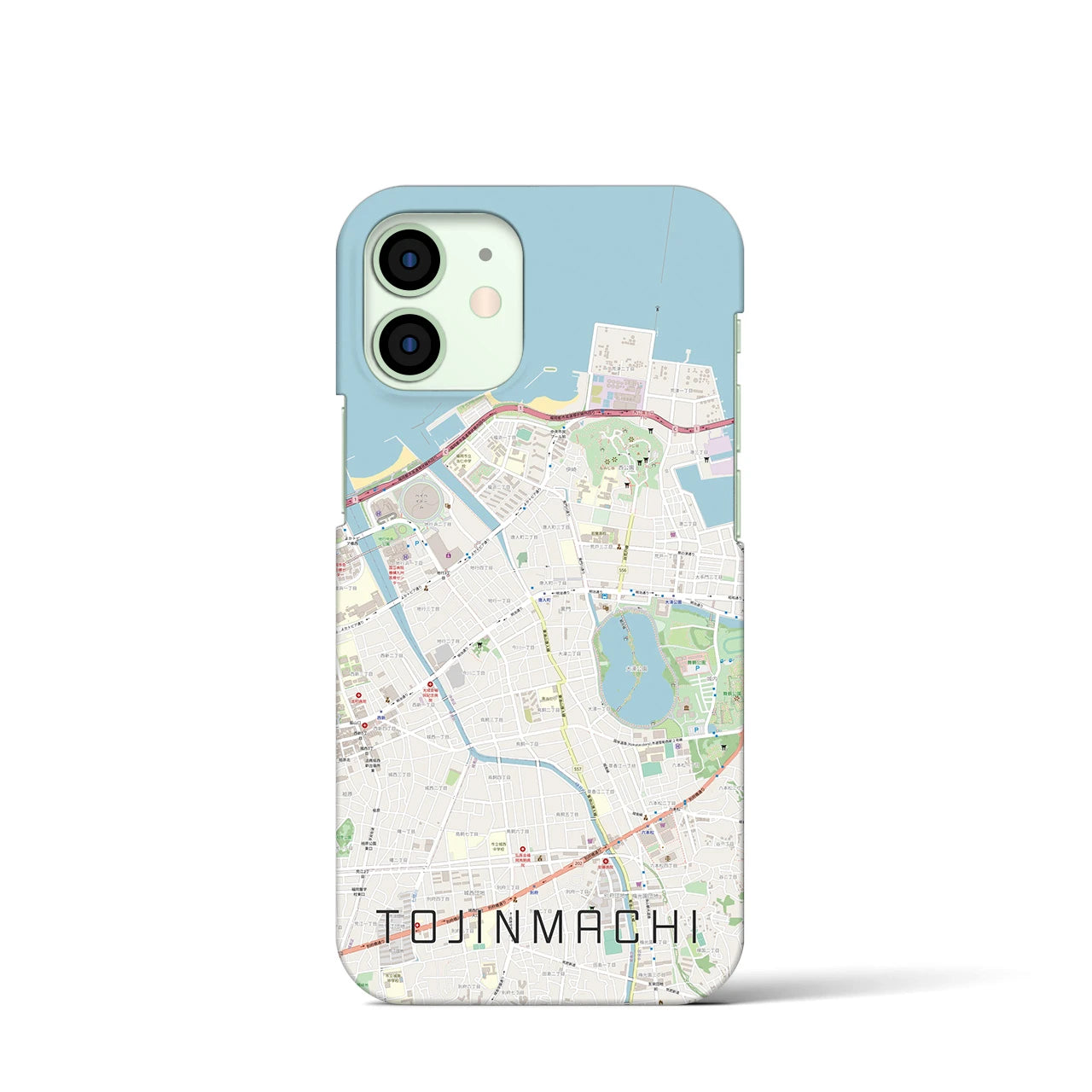 【唐人町】地図柄iPhoneケース（バックカバータイプ・ナチュラル）iPhone 12 mini 用