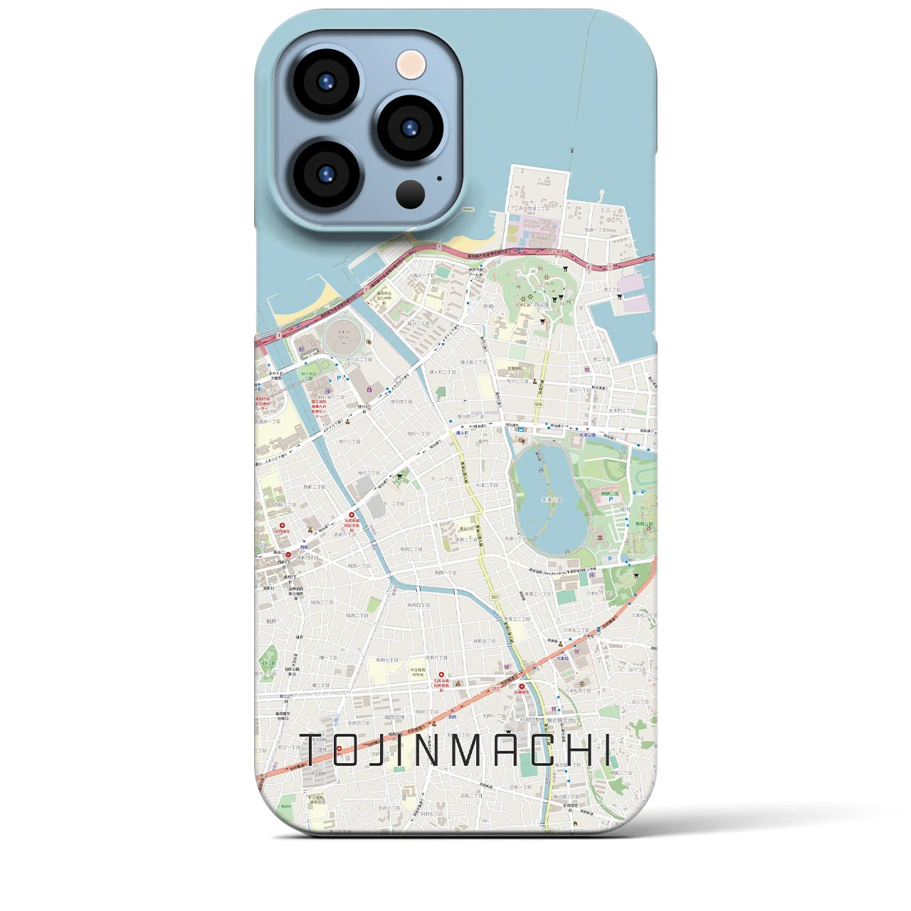【唐人町】地図柄iPhoneケース（バックカバータイプ・ナチュラル）iPhone 13 Pro Max 用