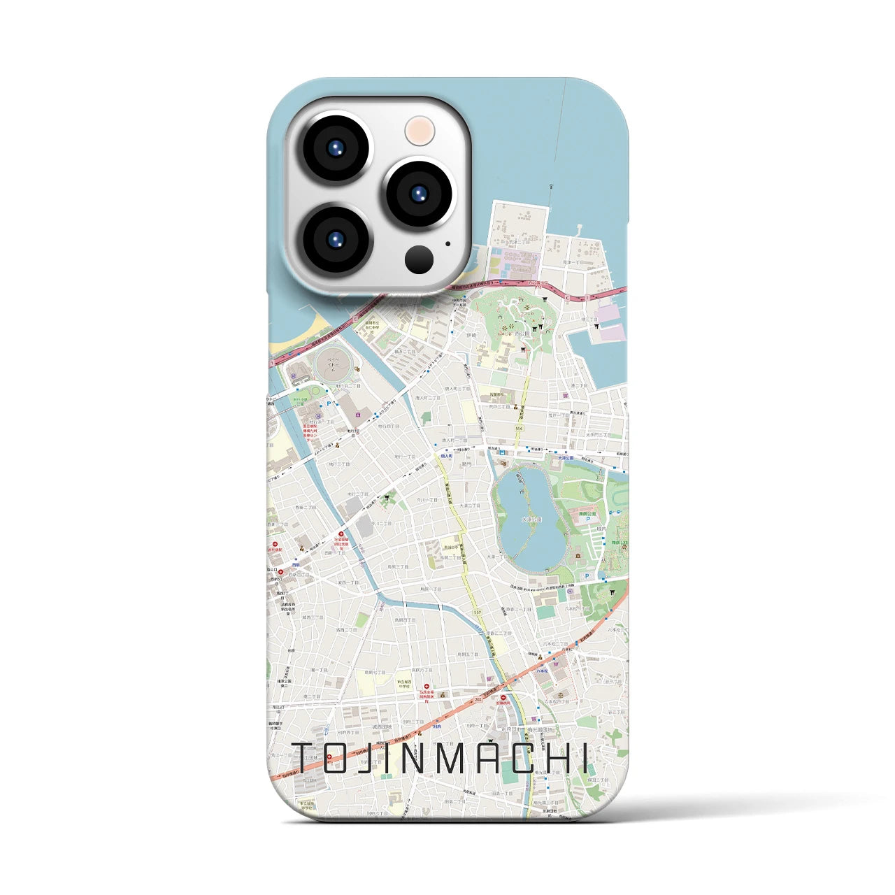 【唐人町】地図柄iPhoneケース（バックカバータイプ・ナチュラル）iPhone 13 Pro 用