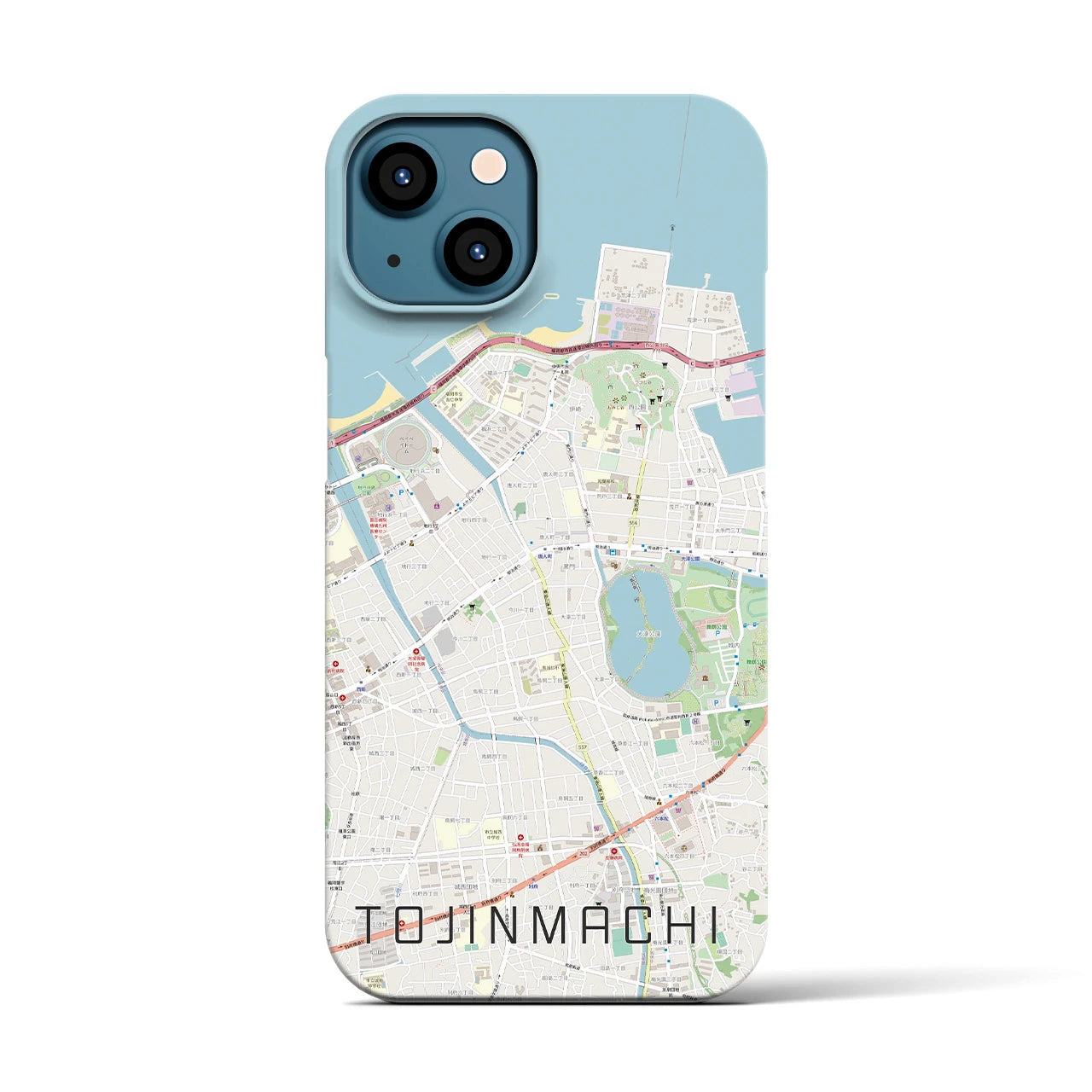 【唐人町】地図柄iPhoneケース（バックカバータイプ・ナチュラル）iPhone 13 用