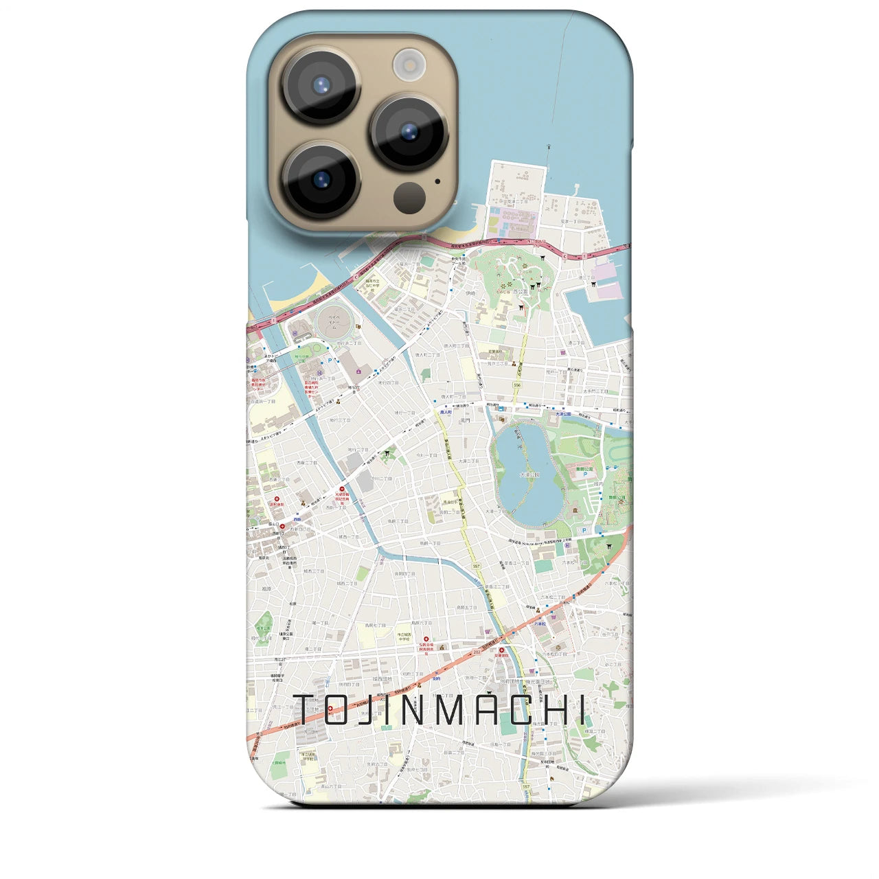 【唐人町】地図柄iPhoneケース（バックカバータイプ・ナチュラル）iPhone 14 Pro Max 用