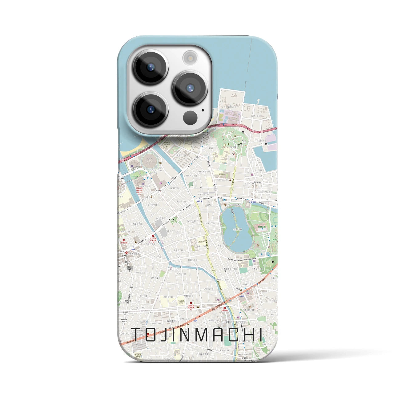 【唐人町】地図柄iPhoneケース（バックカバータイプ・ナチュラル）iPhone 14 Pro 用