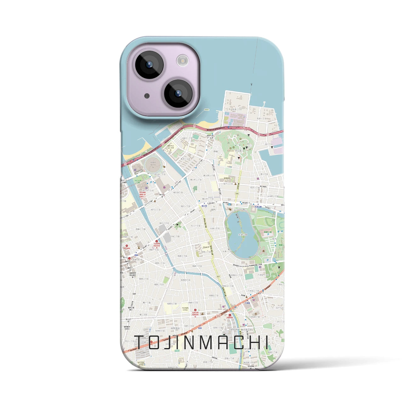 【唐人町】地図柄iPhoneケース（バックカバータイプ・ナチュラル）iPhone 14 用