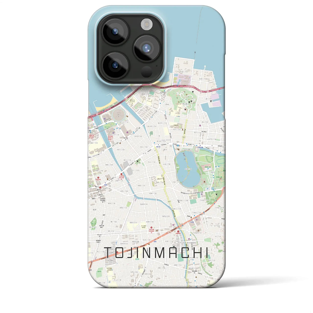 【唐人町】地図柄iPhoneケース（バックカバータイプ・ナチュラル）iPhone 15 Pro Max 用