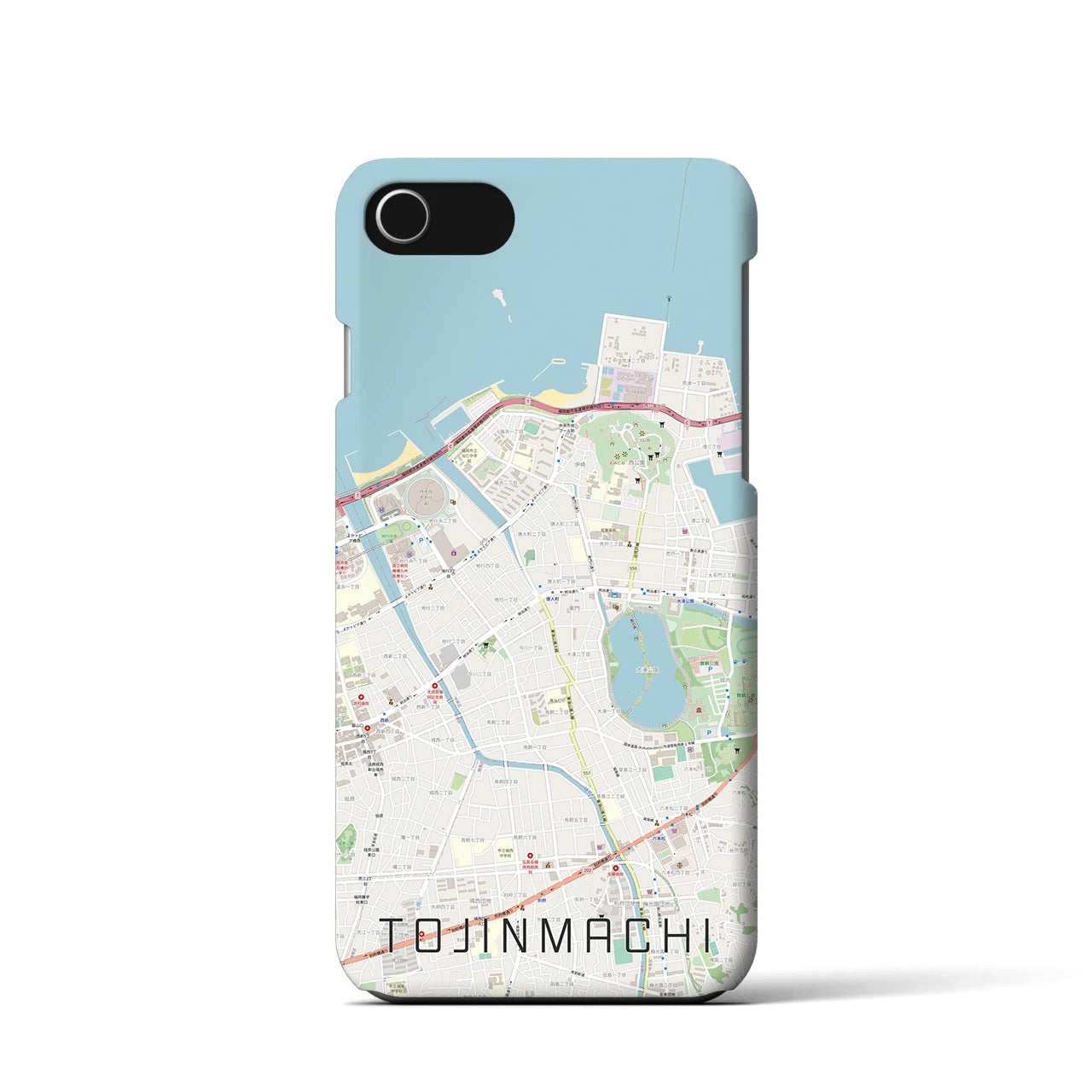 【唐人町】地図柄iPhoneケース（バックカバータイプ・ナチュラル）iPhone SE（第3 / 第2世代） / 8 / 7 / 6s / 6 用