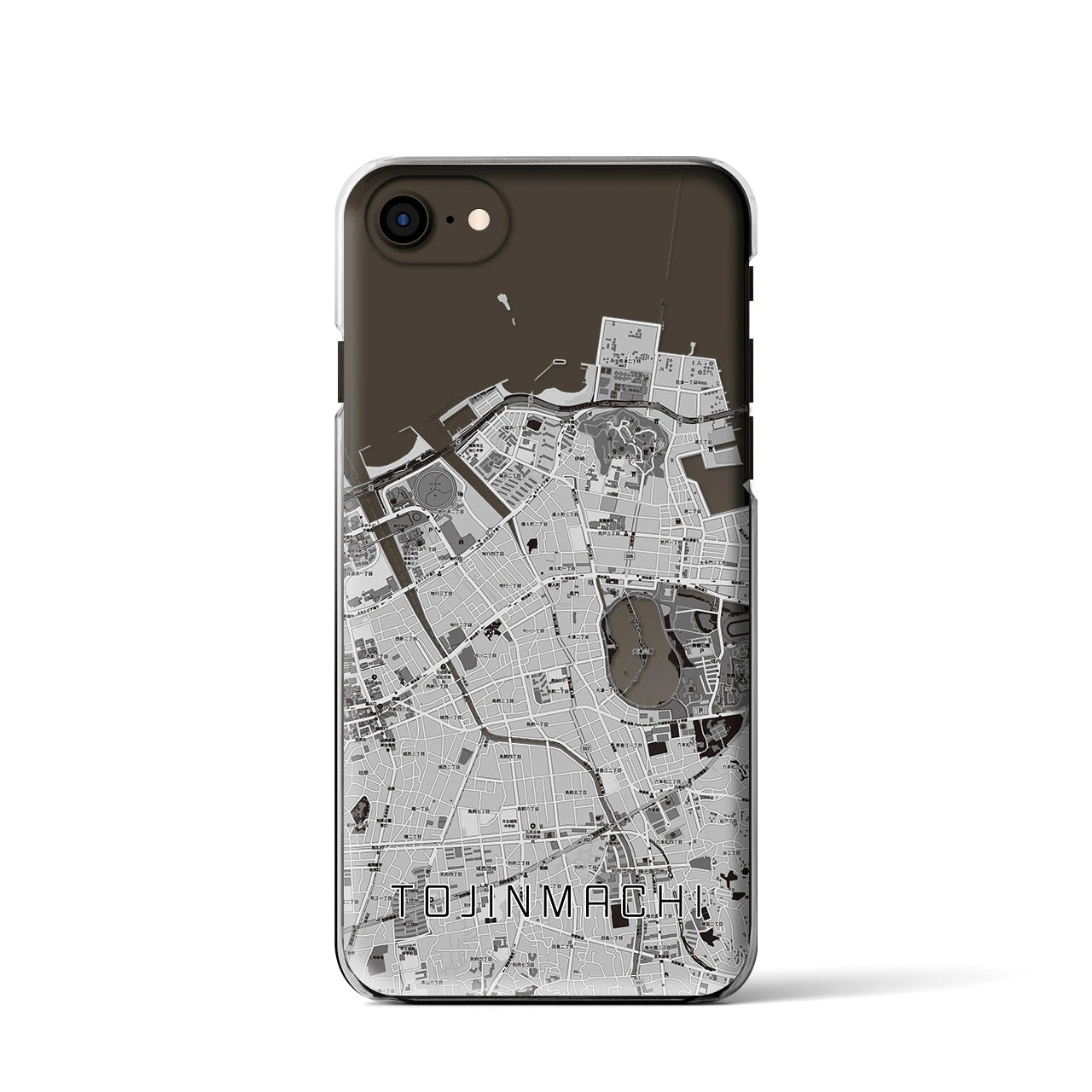 【唐人町】地図柄iPhoneケース（クリアタイプ・モノトーン）iPhone SE（第3 / 第2世代） / 8 / 7 / 6s / 6 用