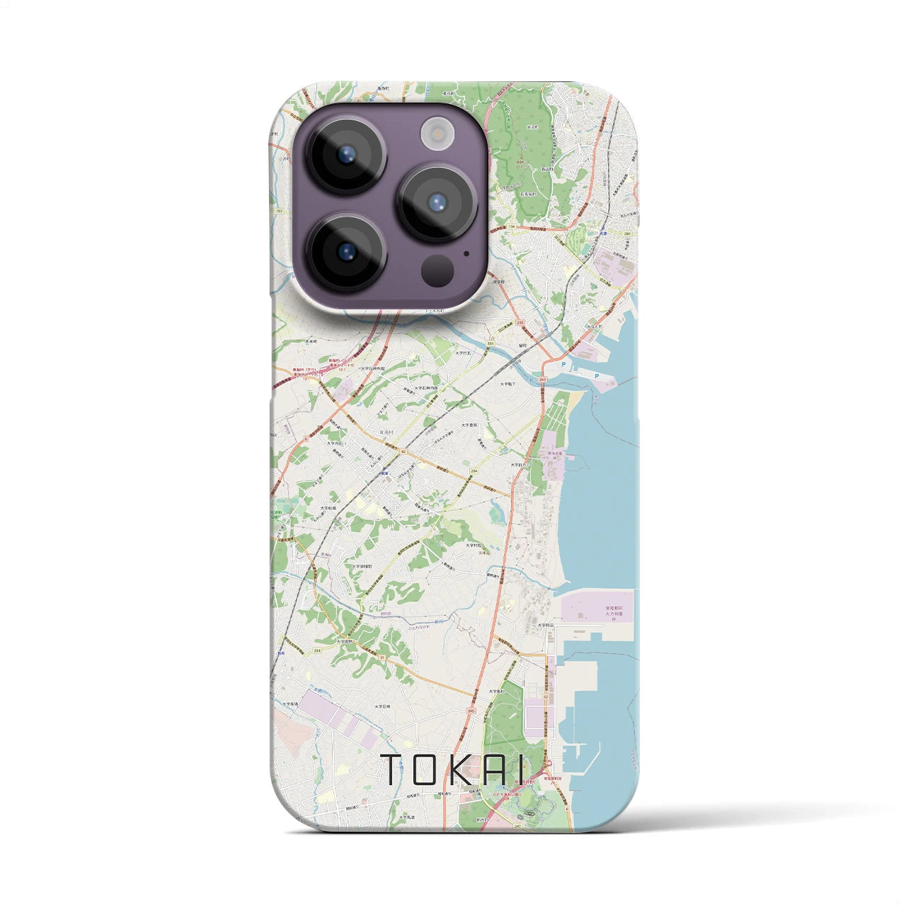 【東海（茨城県）】地図柄iPhoneケース（バックカバータイプ・ナチュラル）iPhone 14 Pro 用