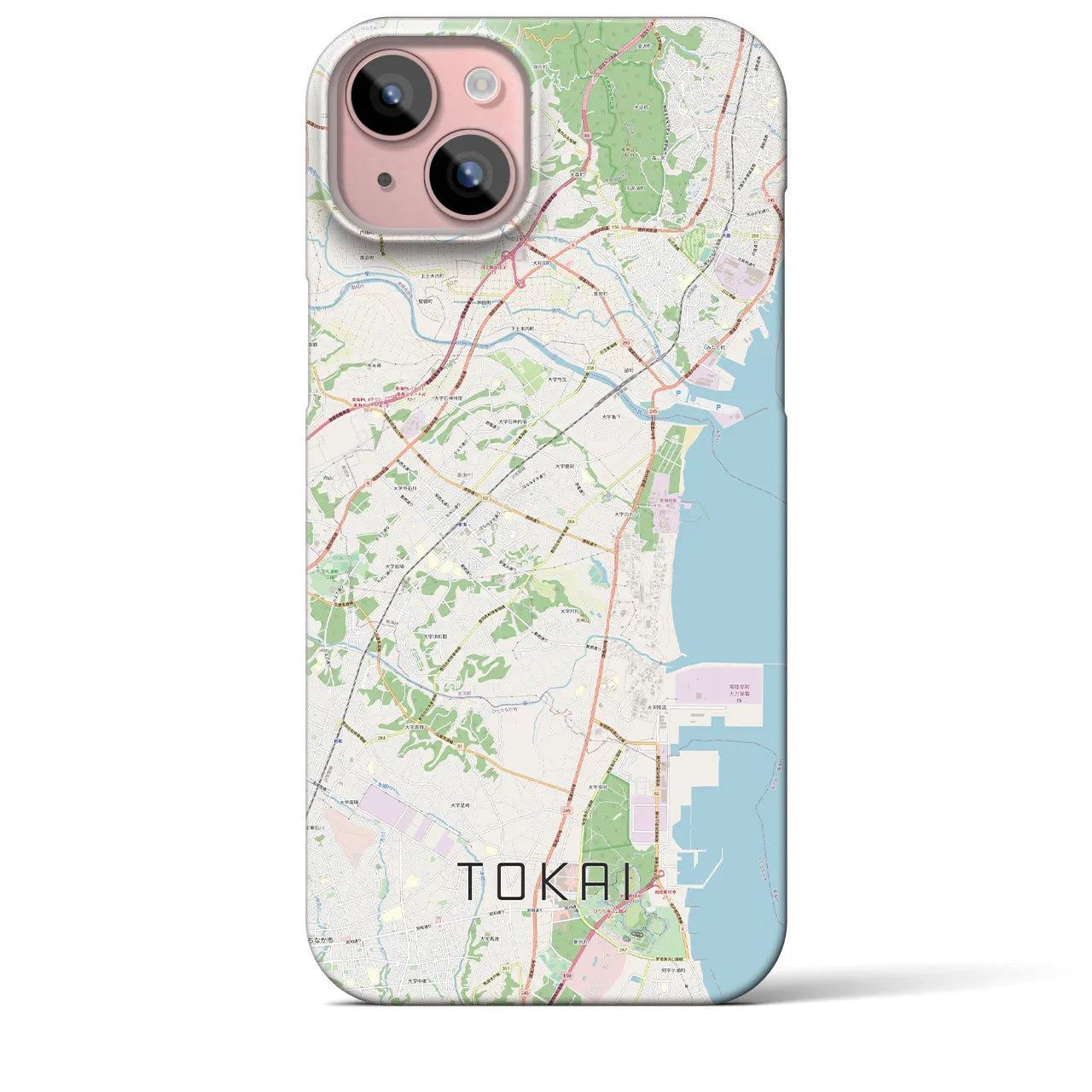 【東海（茨城県）】地図柄iPhoneケース（バックカバータイプ・ナチュラル）iPhone 15 Plus 用