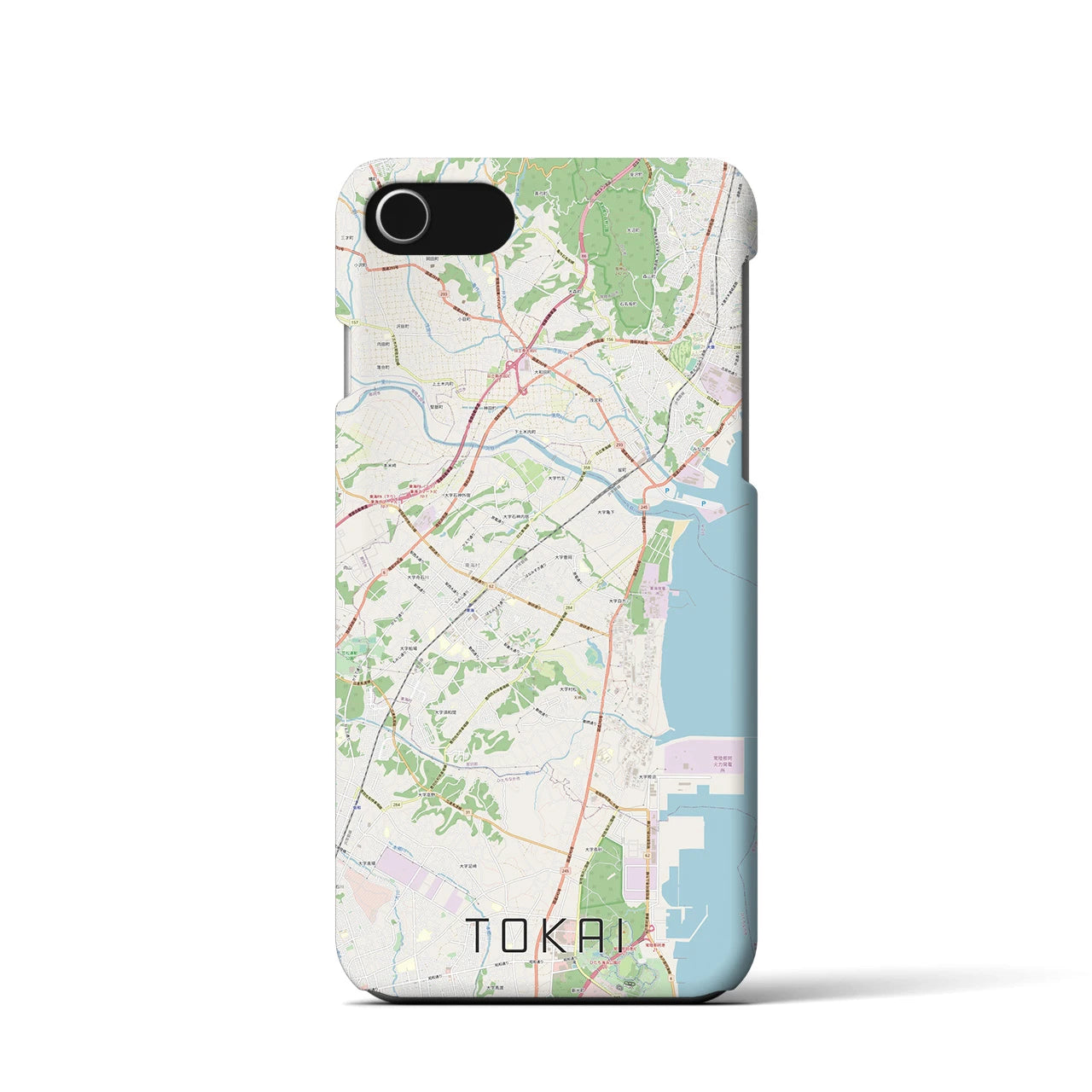 【東海（茨城県）】地図柄iPhoneケース（バックカバータイプ・ナチュラル）iPhone SE（第3 / 第2世代） / 8 / 7 / 6s / 6 用