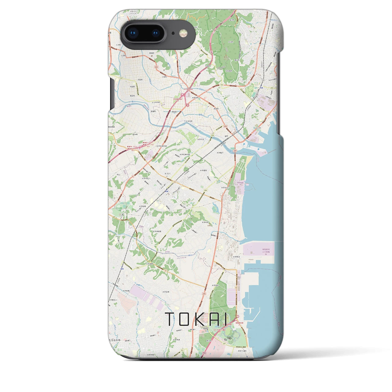 【東海（茨城県）】地図柄iPhoneケース（バックカバータイプ・ナチュラル）iPhone 8Plus /7Plus / 6sPlus / 6Plus 用